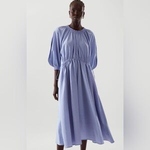 COS Volume Sleeve Round Neck Periwinkle MIDI Dress